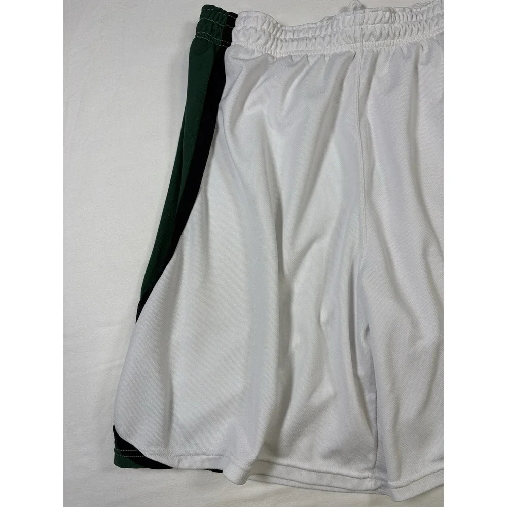 VTG 90s Nike Team Mesh Basketball Shorts XL White Green Made in USA Swoosh